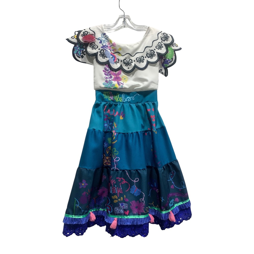 Disney Mirabel Dress Costume Encanto‎ Girls Size 5/6 White Blue Madrigal